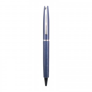 SALİHLİ LACİVERT METAL DERİLİ TÜKENMEZ KALEM