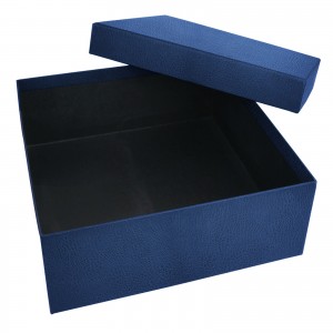 SEDİR LACİVERT DERİ GÖRÜNÜMLÜ GEÇME KAPAK KUTU (30X30X10 CM)